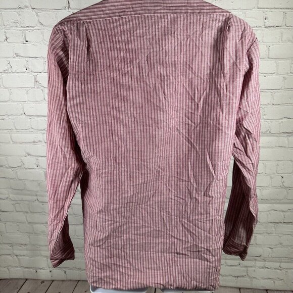 VTG Levi’s Brick Red White Striped Lightweight Long Sleeve Button Up Shirt M - Picture 4 of 8